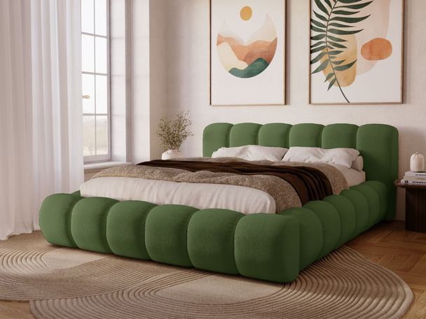 Lit Coffre rembourré avec sommier relevable 180x200 Doria Vert