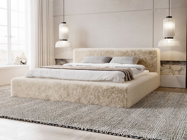 Lit Coffre rembourré avec sommier relevable 120x200 Enjoy Beige