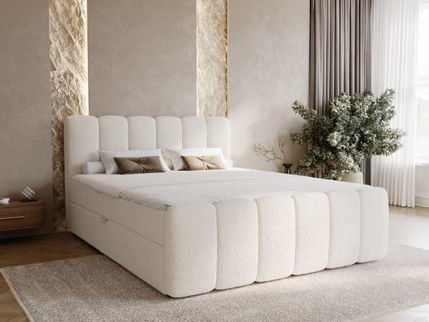 Lit Boxspring avec Coffre de Rangement 180x200 Cloud Beige