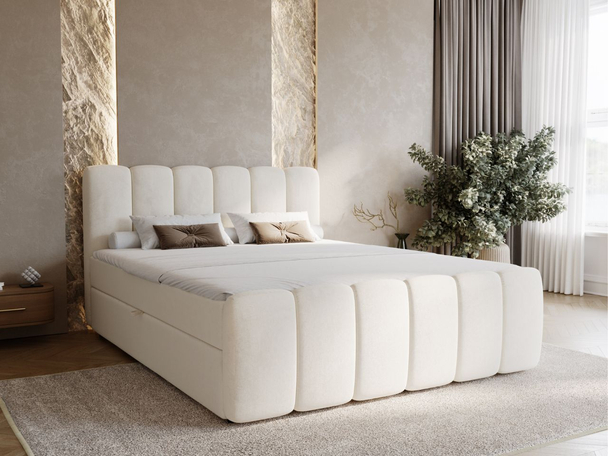 Lit Boxspring avec Coffre de Rangement 180x200 Cloud Beige