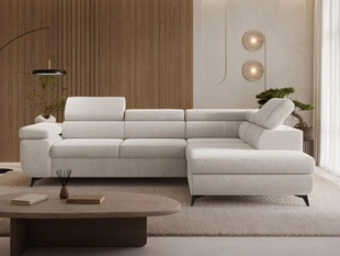 Canapé d'angle droit convertible avec coffre Argon Beige clair