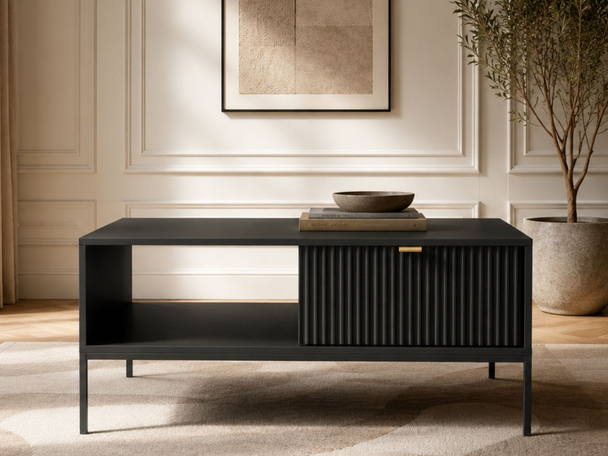 Table Basse avec Rangement Amber noir