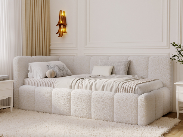 Lit adolescent 1 place avec rangement et sommier 90x200 Cloud One Beige