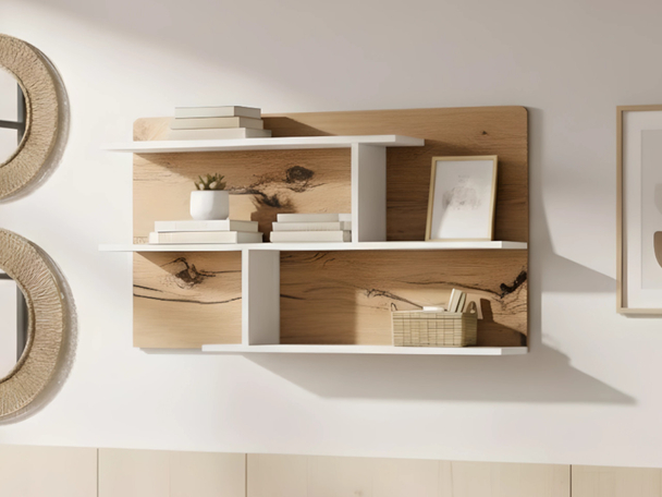étagère murale Arcadia Marron, Blanc