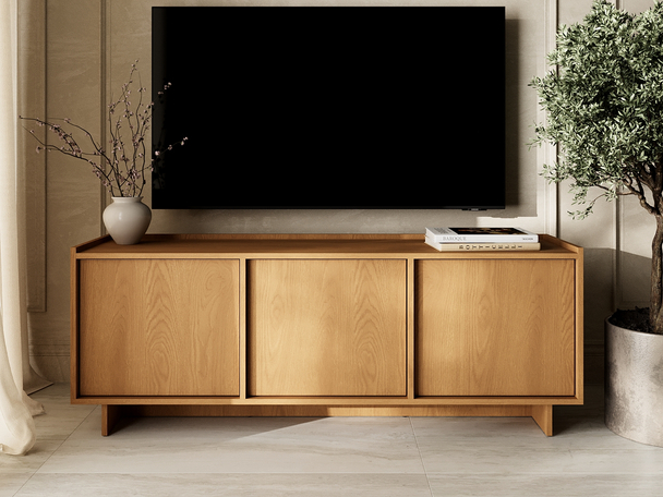 Meuble TV Rangement 147 cm Azumi Chêne caramel