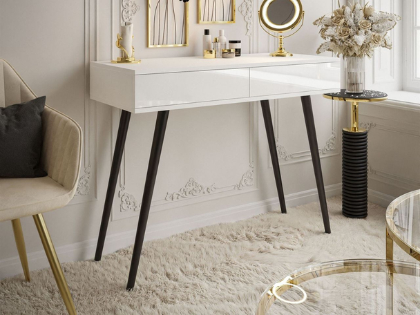 Console élégante avec tiroirs Olivine Brillant blanc