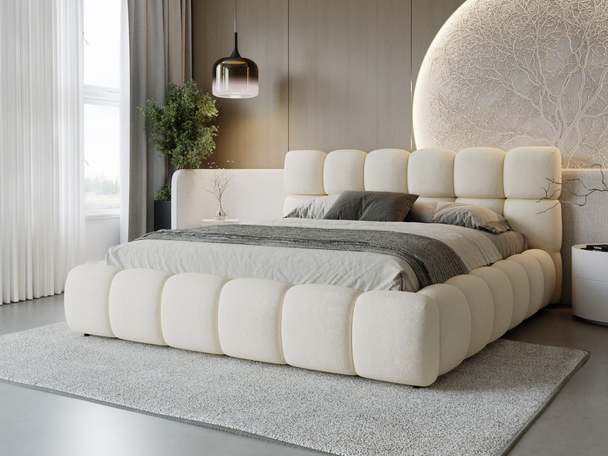 Lit Coffre rembourré avec sommier relevable 200x200 Modo Beige