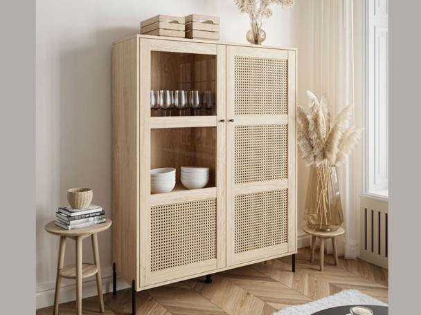 Moderne Vitrine sur pied de style bohème Bellance Marron