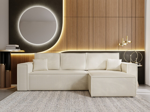 Canapé d'Angle Convertible avec Coffre Réversible Prato XL Beige