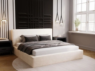 Lit Coffre rembourré avec sommier relevable 120x200 Monaco Créme