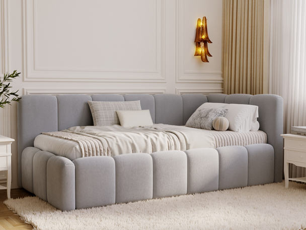 Lit adolescent 1 place avec rangement et sommier 90x200 Cloud One Gris