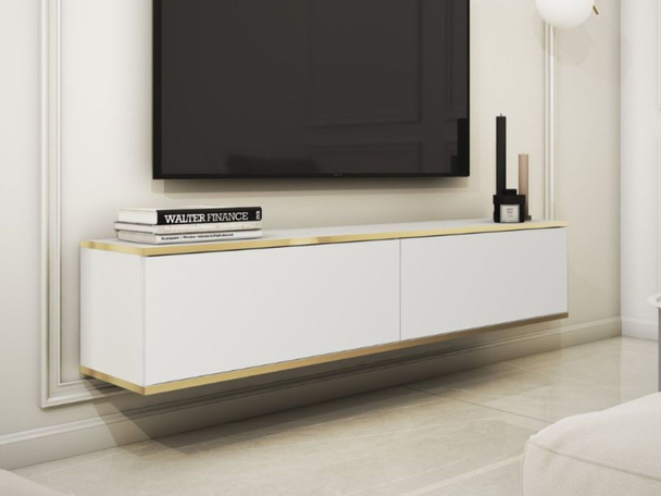 Meuble TV Rangement Diolo blanc