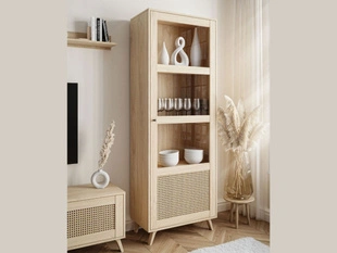 Vitrine étroite sur pied de style bohème Bellance Marron