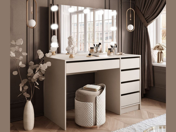 Coiffeuse avec miroir et tiroirs Melo Elite Cachemire mat