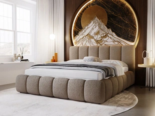 Lit Coffre rembourré avec sommier relevable 120x200 Cloud Marron