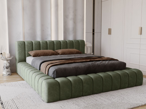 Lit Coffre rembourré avec sommier relevable 180x200 Italia Vert