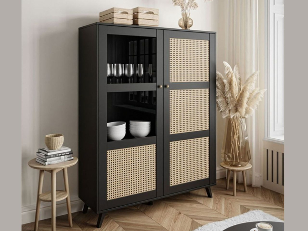 Moderne Vitrine sur pied de style bohème Bellance Noir