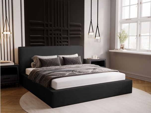 Lit Coffre rembourré avec sommier relevable 120x200 Monaco Gris foncé