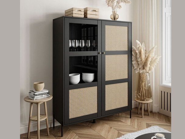 Moderne Vitrine sur pied de style bohème Bellance Noir