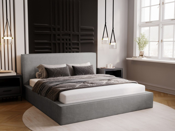 Lit Coffre rembourré avec sommier relevable 120x200 Monaco Gris